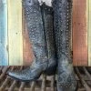 Corral Gray Leather Zip Studded Snip Toe Cowboy Boots C2791 (PM)