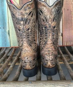 Boots Corral LADIES BRONZE/BLACK SEQUINS & CRYSTAL BUTTERFLY CORRAL WESTERN BOOT R1226 (PM)