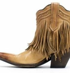 Corral Women's Fringe And Whip Stitch Short Boot Snip Toe - G1207 (PM)