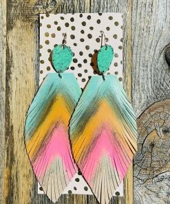 JJs Designs & Boutique Jewelry Hand Painted Leather Earrings