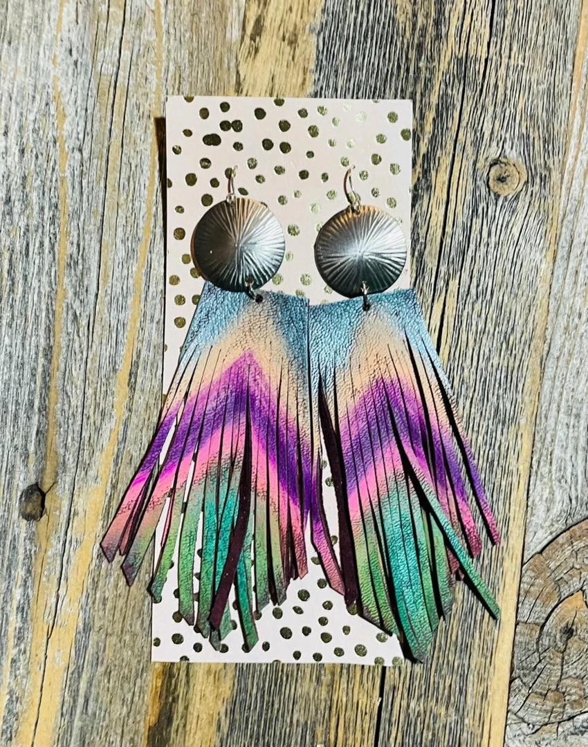 JJs Designs & Boutique Jewelry Hand Painted Leather Earrings