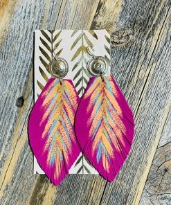 JJs Designs & Boutique Jewelry Hand Painted Leather Earrings