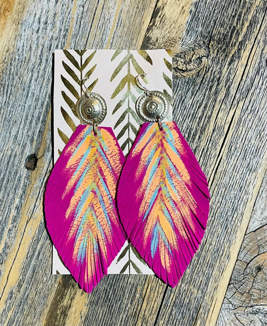 JJs Designs & Boutique Jewelry Hand Painted Leather Earrings