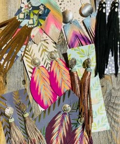 JJs Designs & Boutique Jewelry Hand Painted Leather Earrings