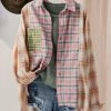 Trendnotes Jackets Plaid Patched Oversized Button Down Shirt
