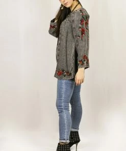 Avani Del Amour Making Me Moody Embroidery Tunic Top Tunics