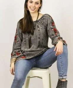 Avani Del Amour Making Me Moody Embroidery Tunic Top Tunics