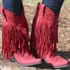Liberty Black Red Fringe Boots