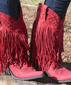 Liberty Black Red Fringe Boots
