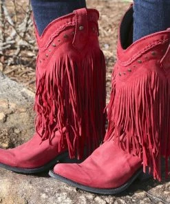 Liberty Black Red Fringe Boots