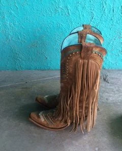 Corral Tan Multi Color Crystal And Fringe Boots C2910 (PM)