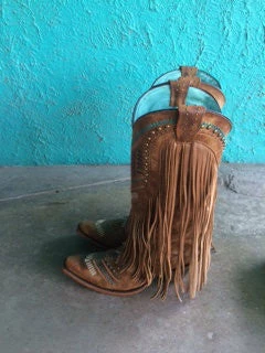 Corral Tan Multi Color Crystal And Fringe Boots C2910 (PM)