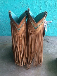 Corral Tan Multi Color Crystal And Fringe Boots C2910 (PM)