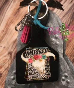Rusty Arrow Designs Whiskey Bent Cow Tag Key Chain Accessories
