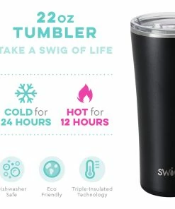 Swig Life Decor Matte Black Insulated Tumbler 22 Oz.