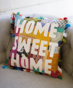 Kalalou Home Sweet Home Kantha Pillow Decor