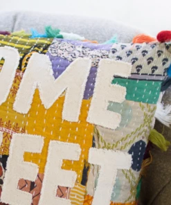 Kalalou Home Sweet Home Kantha Pillow Decor