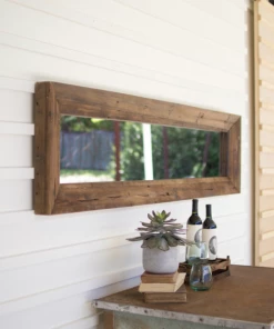 Kalalou Long Rectangle Mirror W/ Recycled Wood Frame Decor