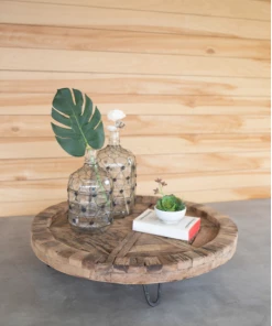Kalalou Recycled Round Wood Display Tray Decor