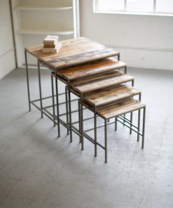 Kalalou Decor Recycled Wood And Iron Square Display Tables