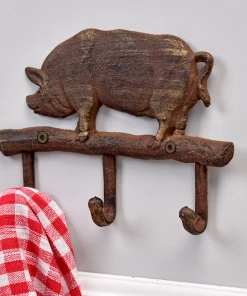 GiftCraft Cast Iron Pig Wall Hook Decor