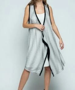 Vocal Animal Print Long Open Vest