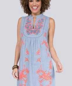 Ladies Uncle Frank Sleeveless Dress With Flower Applique