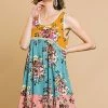 Umgee FLORAL MIXED PRINT DRESS