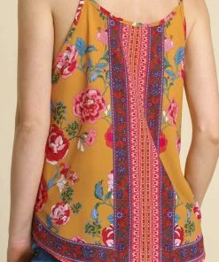 Umgee USA Floral Scarf Print Spaghetti Strap Tank Top