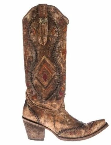 Boots Corral Women's Aztec Embroidered Whipstitched Boot Snip Toe C2872 (PM)