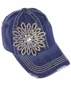 Olive & Pique Ball Caps Rhinestone Denim Cap