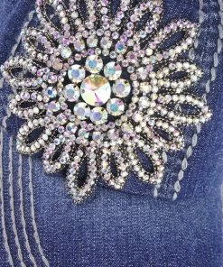 Olive & Pique Ball Caps Rhinestone Denim Cap