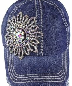 Olive & Pique Ball Caps Rhinestone Denim Cap