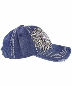 Olive & Pique Ball Caps Rhinestone Denim Cap