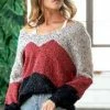 Davi & Dani Ladies Color Block Long Sleeve Sweater