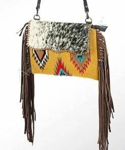 American Darling Yellow Cowhide Navajo Clutch W/ Fringe Bags