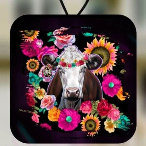Rusty Arrow Designs Accessories ๏ปฟFloral Cow Square Air Freshner