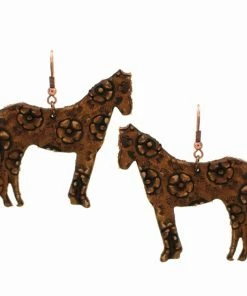 JJs Designs & Boutique Flower Print Leather Horse Earring