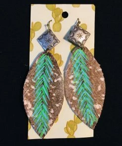 JJs Designs Feather Leather Earrings Accessories
