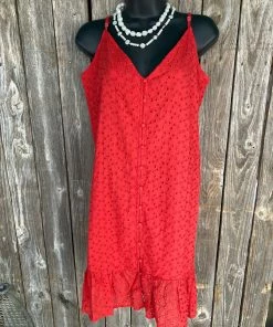 Charlie Paige Ladies Eyelet Dress W/Button Front