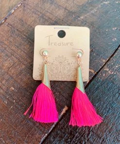 Treasure Neon Pink Thread Earrings