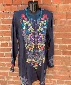 Johnny Was Tunics Roseton Floral-Embroidered Gauze Tunic