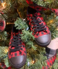 Charlie Paige Red Plaid Tennis Shoe Shoes