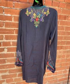Johnny Was Tunics Roseton Floral-Embroidered Gauze Tunic