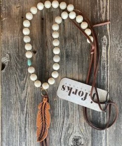 J. Forks Fossil Coral Turquoise Choc Feather Necklace