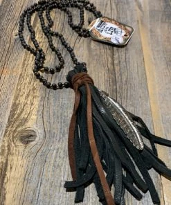Art By Amy Black Beaded Tassel Necklace Jewelry