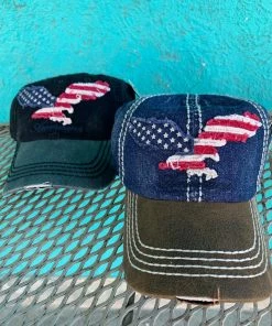 K & B Trading Eagle Silhouette With American Flag Ball Cap
