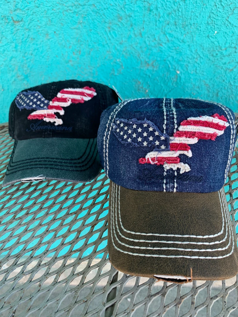 K & B Trading Eagle Silhouette With American Flag Ball Cap
