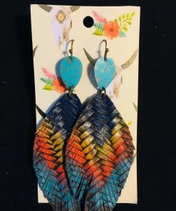 JJs Designs Accessories Feather Leather Earrings