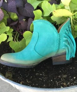 Circle G Turquoise Shorty Boot With Fringe Boots